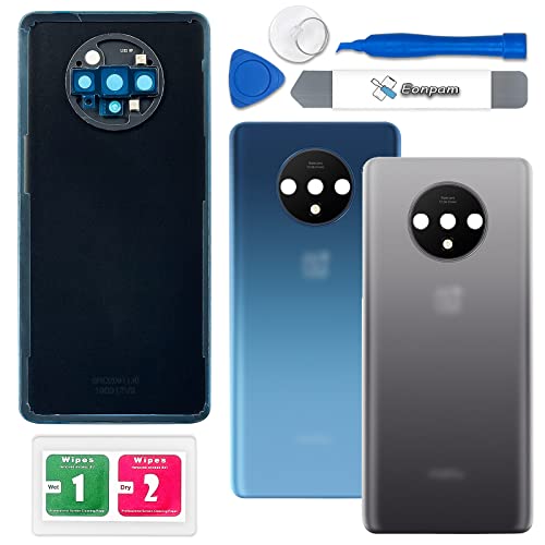 Eonpam Back Cover Glass for OnePlus 7T Rear Glass Replacement with Camera Lens + Repair Kit Genuine Rear Housing (Silver)