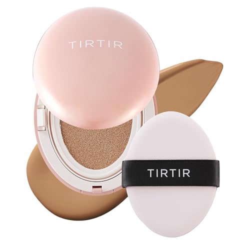 TIRTIR Mask Fit All Cover Fond de teint coussin rose | Haute couverture, finition mate veloutée, légère, impeccable, corrige les rougeurs, coussin coréen (#31N, beige français, taille complète, 1,8 l)