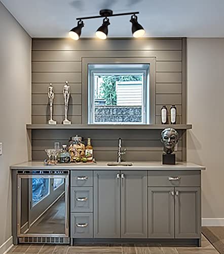 Yubole Industrial Wall Sconce Matte Black 3-Light Track Lighting Wall Mount Or Ceiling Tracking Lights Metal Vanity Lighting #TOP4