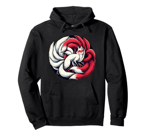 Anime Nine-Tailed Japanese Fox Kitsune Pullover Hoodie