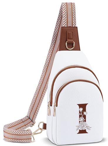 Crossbody Bag for Women Leather Sling Bags with Initial Letter Fanny Pack Chest Bag for Travel, Gift for Mom Wife