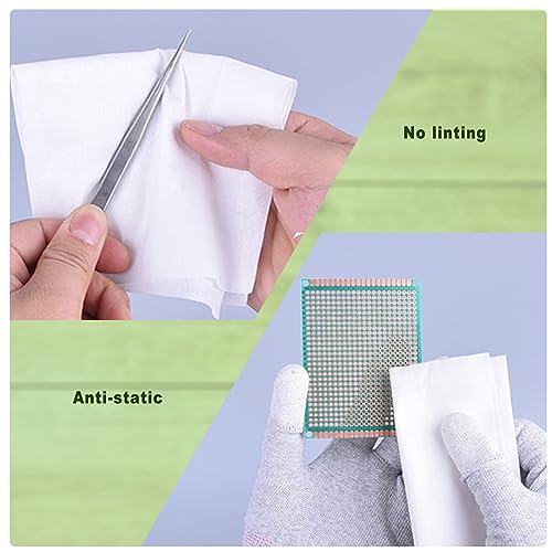 Image of Cleanroom Wipes Lint Free,9 inch X 9 inch 300 PCS Nonwoven Cleanroom Wipes,55% cellulose+45% polyester,Good Adsorption Suitable for Labs,Electronic Equipment,Cleanroom,0609