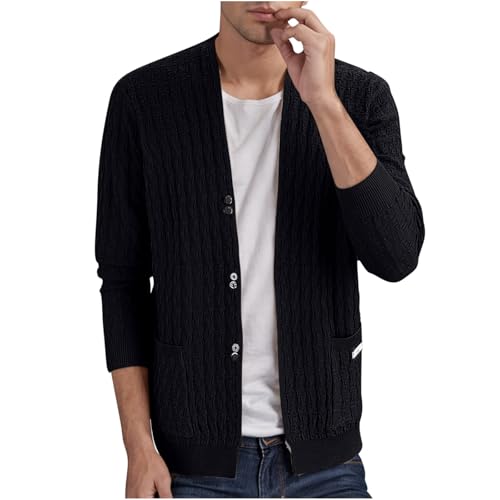 Lightweight Cardigan Sweater for Men Slim Fit Open Front Cardigan Button Down Knit Sweaters with Pockets
