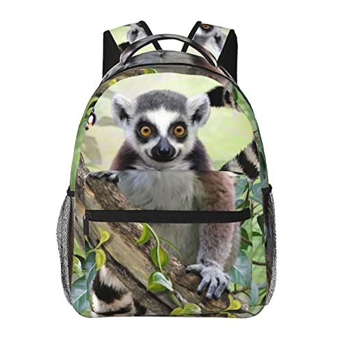 Sac d'école grande capacité Ringtailed Lemur noir pour vos trajets quotidiens