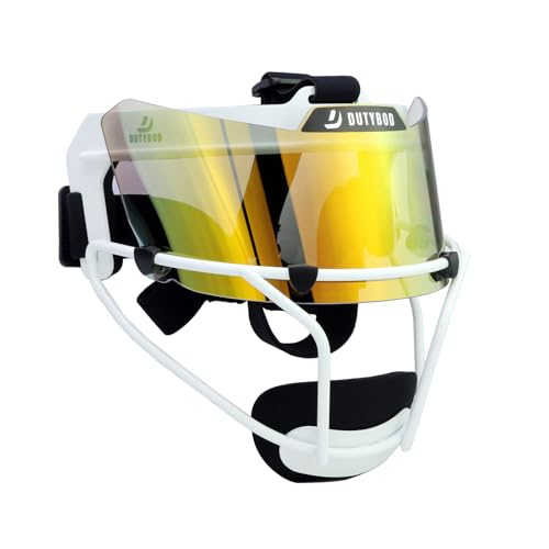 DUTYBOD Softball Face Mask Lightweight and Comfortable with Wide Field Vision fit All Ages - Durable and Safety Softball Face Mask Sets (White-red)