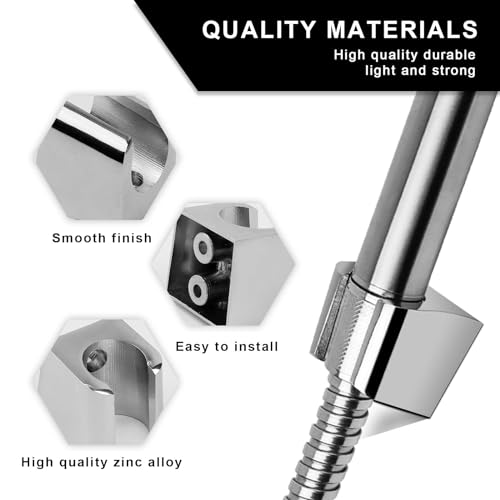 0XBIT Shower Bracket, Silver Zinc Alloy Shower Head Holder, Wall-Mounted, Adjustable, Compatible with Most Shower Heads - Image 3