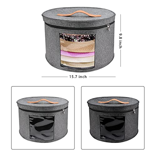 Vanlonpro Large Hat Storage Box For Women & Men, 16" D X 10" H Hat Box Organizer，Foldable Round Travel Hat Boxes With Dustproof Lid, Stuffed Toy Storage Bin Bag #TOP1