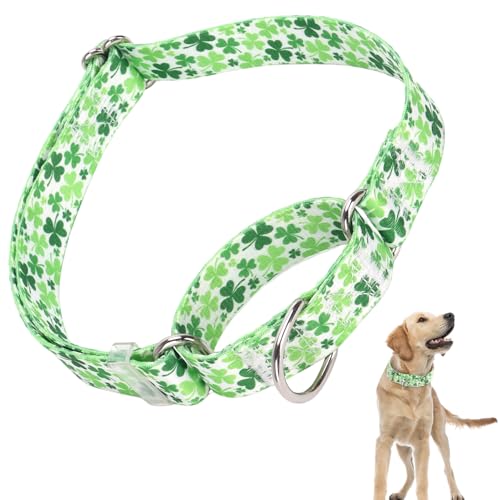 Martingale Collar for Dogs with Green Clover Design, Adjustable Premium No Slip Collar for Girl or Boy, Floral Design Dog Training Collar, Perfect for Training, Walking, Hunting (M) 27 M (Ne