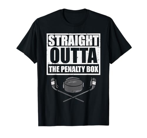 Straight Outta Penalty Box Funny Ice Hockey Hombres Mujeres Niños Camiseta
