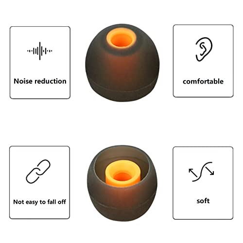 Image of Earbuds Replacement Tips Silicone Earbud Tips Ear Gels Fit for Inner Hole from 3.8mm - 5.1mm Earphones 9 Pairs S /M /L Black-Orange