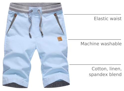 Image of Tansozer Men's Shorts Casual Classic Fit Drawstring Summer Beach Shorts with Elastic Waist and Pockets