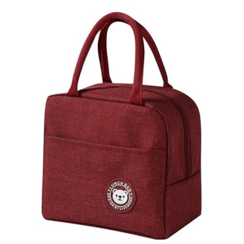 mala mão Térmica portatil Marmita mantem potes quente frio gelado Almoço Trabalho academia marmiteira isolamento dieta fitness bebida (Vermelho)