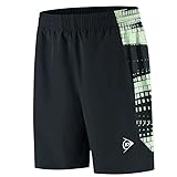 Dunlop Herren Game Shorts 6 Inch – Schwarz/Fair Green | Performance Tennis/Padel Shorts