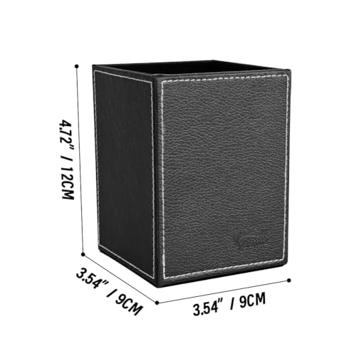 Image of Pen Pencil Holder Cup Container PU Leather Desk Organizer Stand Decor Brush Scissor Holder Decoration Office Desk Home School
