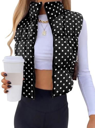 Image of SySea Women's Crop Puffer Vest Zip Up Sleeveless Outerwear Padded Coat | Lightweight Winter Warm