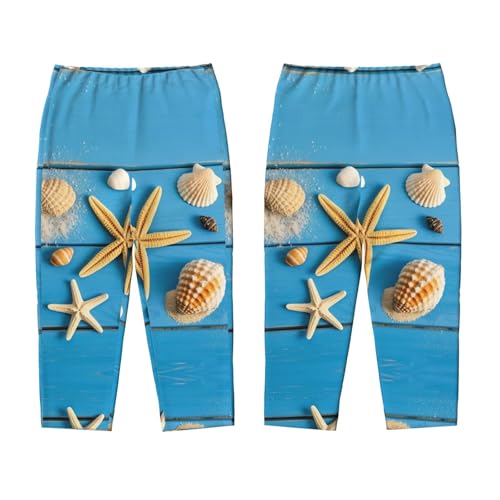 Pajama Pants Pajama Bottoms with Elastic Waistband Sleepwear Lounge PantsStarfish Shell Wooden Background2