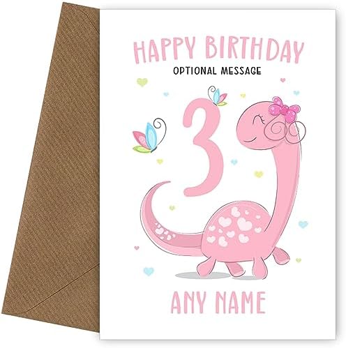 Roar Some 3rd Birthday Card For Girls Cute Pink Dinosaur Card roar-some-3rd-birthday-card-for-girls-cute-pink-dinosaur-card