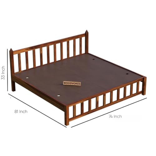 Image of Sheesham Wood King Size Bed Without Storage Double Bed Furniture Elegant and Functional Bedroom Living Room