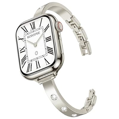 MOINSPIRE Starlight Slim Bands for Women Compatible with Apple Watch 42mm(S3/2/1)/44/45/46/49mm, Stainless Steel Stylish Diamond Bracelet, Dressy Strap for iWatch Series 11/10/9/8/7/6/5/4/3/2/1/SE