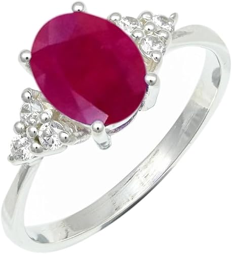 SILVERNROCK Ruby Lab Grown Gemstone Silver plated Meditation Ring Men & Women Al