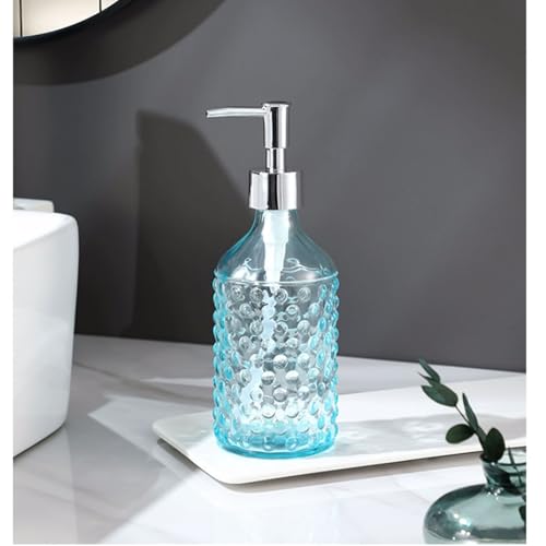Dispensador de jabón de vidrio transparente decorativo para organizar el fregadero de la cocina 8