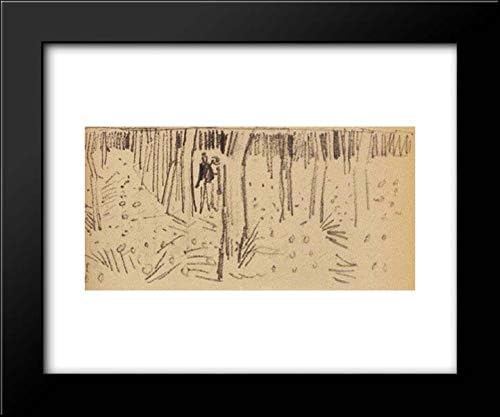 Couple Walking Between Rows Of Trees 24x20 Framed Art Print by Vincent van Gogh
