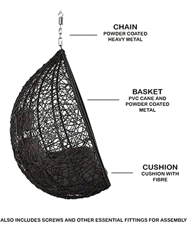 Image of Single Seater Swing Chair with Stand and Cushion Hammock Swing for Adult Outdoor Indoor Garden Living Room Balcony Hanging Chair (Brown)