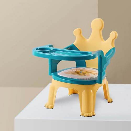 Jiawu Asiento Elevador Para Bebé, Silla de Comedor Para Bebé Multifuncional de Dibujos Animados Fácil de Limpiar CÓMODA BANDEJA Desmontable Antideslizante Para El Jardín de Infancia (Azul y amarillo)