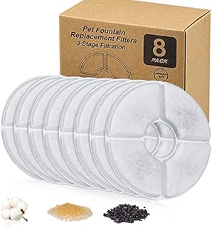 Cat Water Fountain Filters - 1.6L, Pet Fountain Replacement Filters with Resin and Active Carbon for Automatic Flower Water Dispenser Drinking Fountain 8 PACK