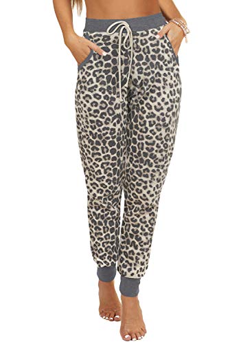 LOLONG Women's Active Drawstring Joggers Pants Elastic Waist Drawstring Floral Print Sweatpants with Pockets