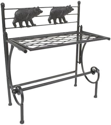 Paper Towel Holder With Shelf. Kitchen Accessory With Black Bear Décor. Free Standing On Counter Or Table.