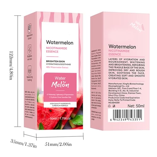 YEAHDOR Watermelon-Enriched Face Serum, 50ml Daily Use Formula for Hydrated Skin Feel Pink One Size