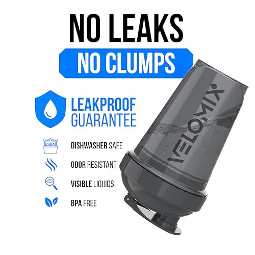 Image of VELOMIX -2 Pack- 20 oz Protein Shaker Bottles for Protein Mixes - 2x Wire Whisk | Leak Proof Shaker Cups for Protein Shakes and Pre Workout | Protein Shaker Bottle Pack (B6) Gray /White