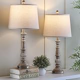 BZZMMB 29.7" Tall Table Lamp Set of 2, Nightstand Lamp with USB Charging Port, 3 Way Touch Control T