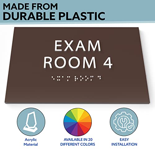 Ada Central Signs 6" X4" Exam Room 4 Sign- Tactile Graphics Grade 2 Braille Text | Modern Utility Wall Mount Ada Compliant Plastic Signs For Schools, Offices, Businesses, Apartments & Restaurants #TOP3