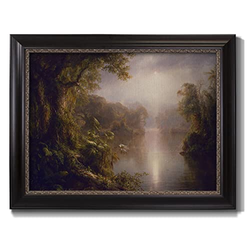 Renditions Gallery Home Decor Artwork The River of Light (1877) – Frederic Edwin Church Luminist Landscape Nature Art Wall Hanging Prints by Frederic Edwin Church for Bedroom Dining Living Room Office Home Kitchen Wall Decor - 23X32 - Ebony & Gold Framed - LT499