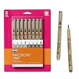 SAKURA Pigma Micron Fineliner Pens, Multi-tip Set, Archival Gray Ink, 8 PK 50167