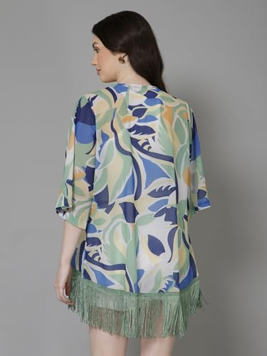 Image of PURYS Floral Print Shrug for Women | Lightweight Georgette Kimono| Versatile Casual Shrug for Layering and Summer Fashion