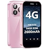 BezosMax ミニスマートフォン 4G対応 ミニ携帯電話 超小型3インチ デュアルSIM 3GB+64GB WIFI/GPS/Google Play 2600mAh電池 顔認証 軽量 Android (ピンク)