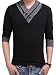 L'asher Men Summer Fashion Button V Neck Slim Muscle Tops Tee T Shirt Tshirt (US M/Asia Tag XL, Black(Long sleeve))