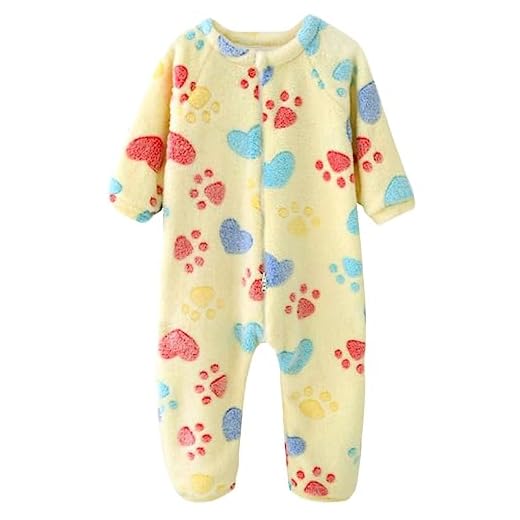 Barrageon Bebé Mameluco 1-3T Recién Nacido Monos Niños Camisones Niño Unisexo Franela Infantil Peleles Recién Nacido Monos Niña Ropa de Dormir (Amarillo-90)