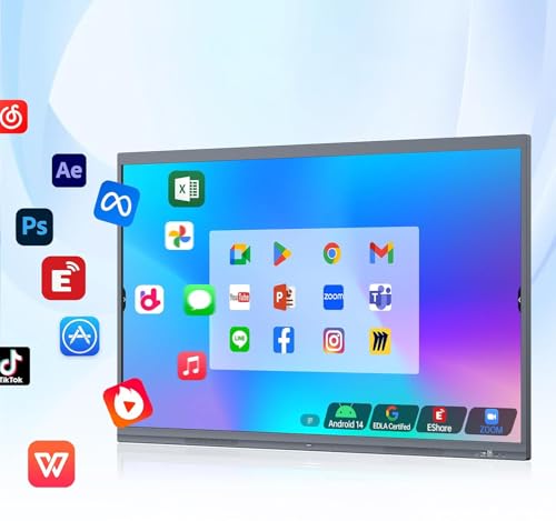 Image of VUTEC 65 Inch Interactive Flat Panel Digital Board with Stand | Ai 4K Ultra HD Android 14 | All-in-One with Microphone | 8 GB RAM 128 GB Storage | Google Enabled Whiteboard | 3 Years Warranty On-Site