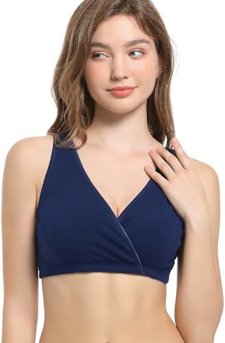 Image of CAKYE 3 Pack Cotton Maternity Nursing Bras Breastfeeding Sleep Bralette