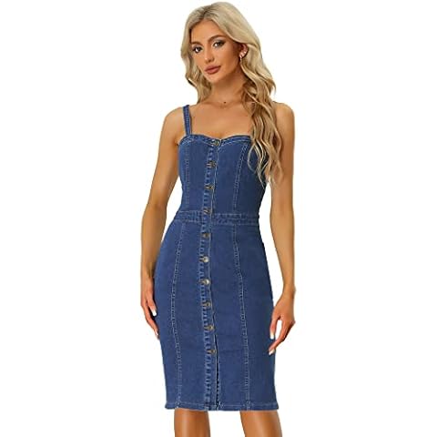 Allegra K Women's Sleeveless Denim Dress Cover