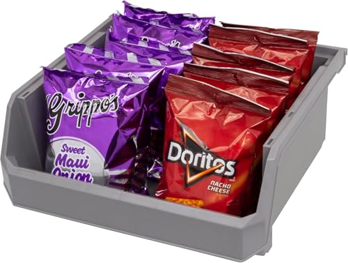 Image of ReadySpace Plastic Containers for Organizing and Storage Bins for Closet, Kitchen, Office, Garage or Pantry Organization, Stackable Bins, Extra Large (14.8 inch x 16.5 inch x 7 inch), 4-Pack, Grey