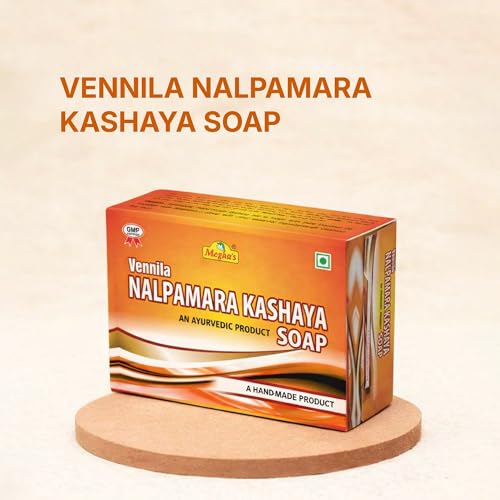 Image of Vennila Nalpamara Kashaya Ayurvedic Handmade Bath Soap with Nalpamara Herbs, Sandalwood, Coconut Oil and Natural Herbal Extracts for Daily Face and Body Cleansing (Pack of 3)