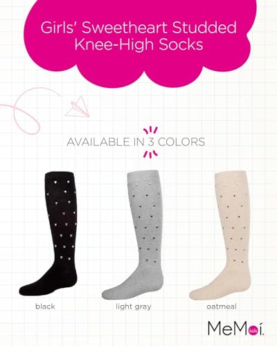 MeMoi Girls' Sweetheart Studded Knee-High Socks2