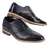 Mens Leather Brogue Shoes Oxford Laced 1920s Gatsby Brown Black - Black 11 #1
