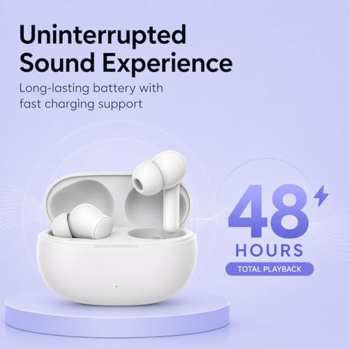 Image of Lynacz Original TWS Earbuds T200 Lite Compatible with Vivo, Oppo, Realme, iQOO with Hi-Res Sound Quality, Smart Touch Controls & Reliable Battery Life Support (Storm Grey)