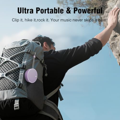 Image of INSMY Portable IPX7 Waterproof Bluetooth Speaker, Wireless Outdoor Speaker Shower Speaker, with HD Sound, Support TF Card, Suction Cup, 12H Playtime, for Kayaking, Boating, Hiking (Purple)